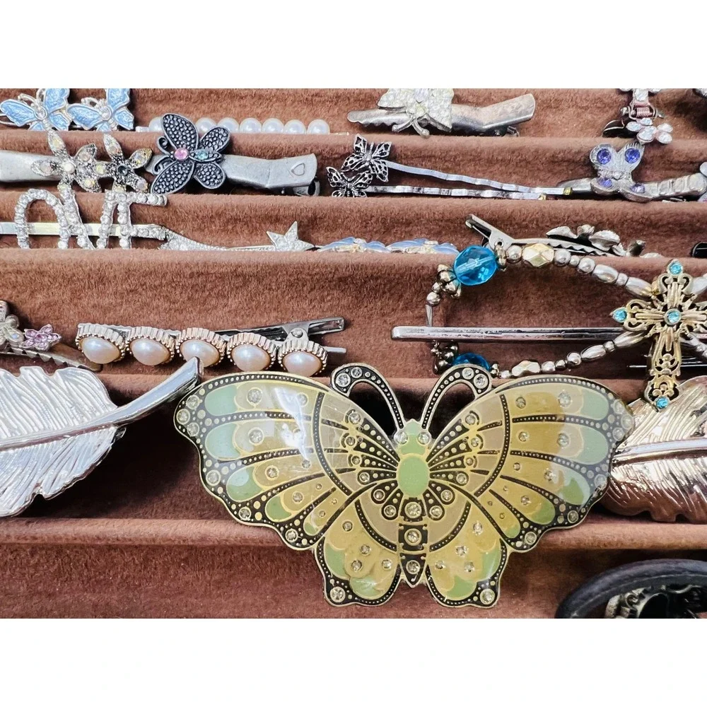 Vintage Silver & Gold Tone Hair Accessory Butterfly Clip, Pins Floral Combs 30pc